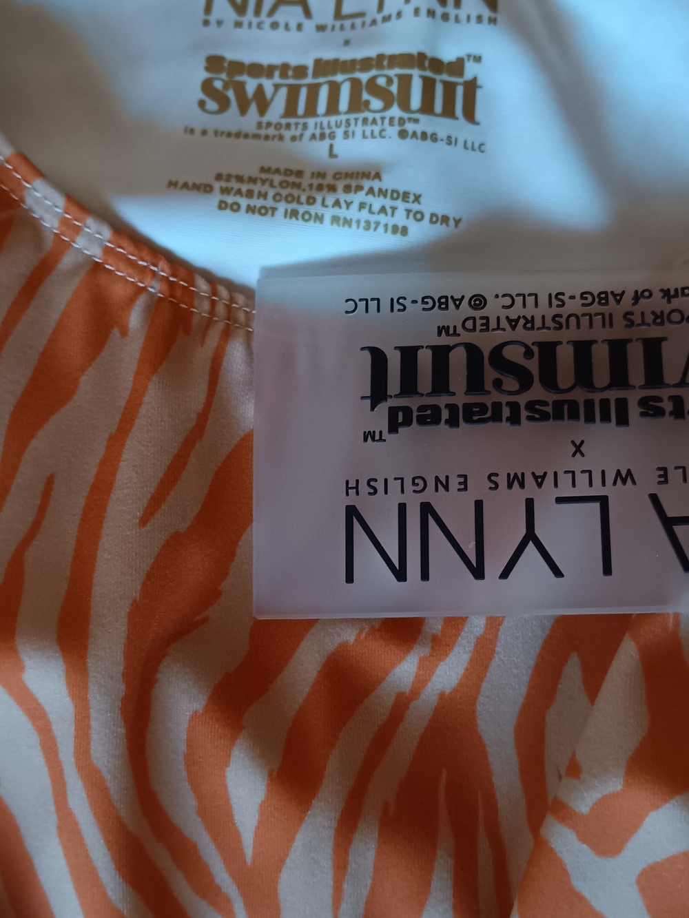 Nia Lynn Sports Illustrated Orange Zebra Cutout One-Piece Women's Size L NWT - Picture 5 of 6